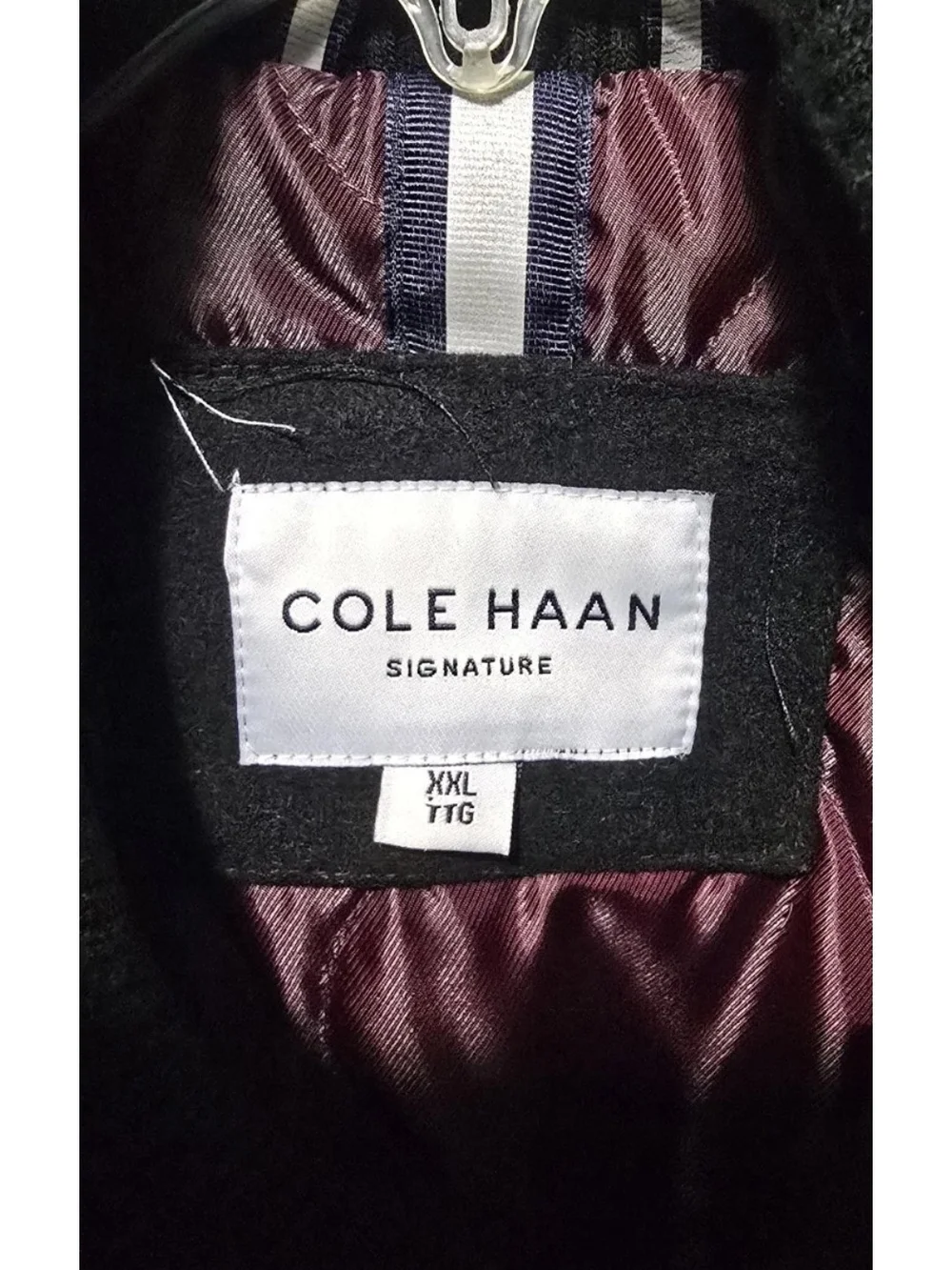 Cole Haan Mens Black Overcoat Jacket Size XXL